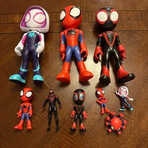 (9) Spiderman Figures Lot (Miles Morales, Ghost Spider) Toys